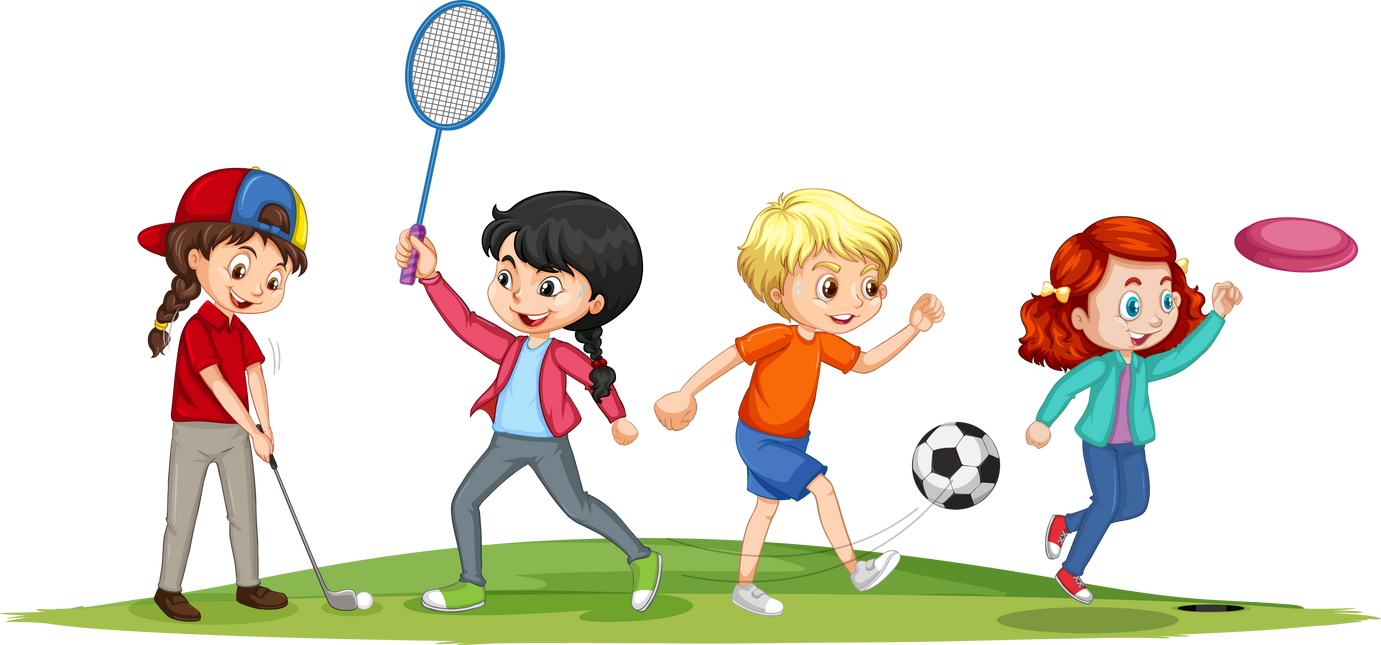 Happy Children Playing Different Sports