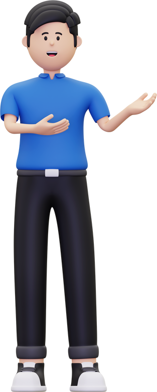 3d man presenting something right illustration